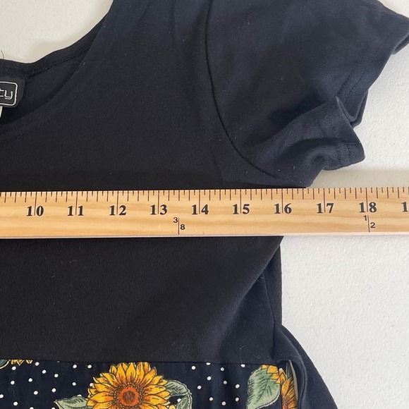 Anxiety Vintage 90s Sunflower Mini Sun Dress M Black 90s Y2K Grunge Festival - Picture 6 of 7